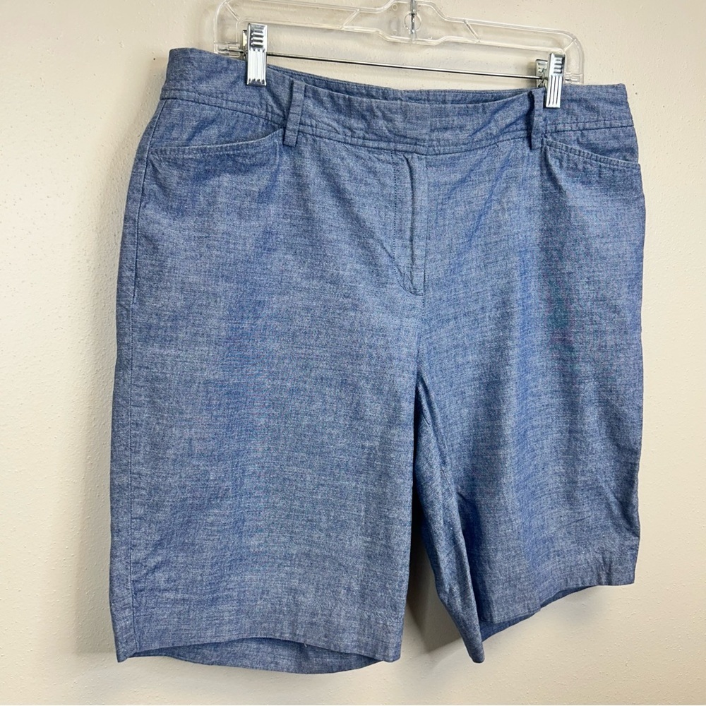 100% Cotton Blue Shorts Talbots Size 12 Preppy Travel Lightweight Summer Beach - Picture 5 of 12